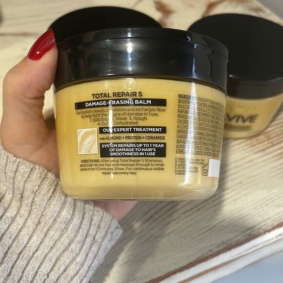 3 L’Oreal Elvive Total Repair 5 Damage Erasing Balm Protein + Almond Oil NEW - Picture 2 of 2